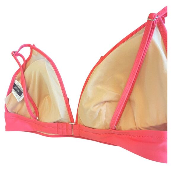 J Crew Womens Bikini Top Large Pink Triangle Ruffles Soft Padded Cups EUC - Picture 7 of 10